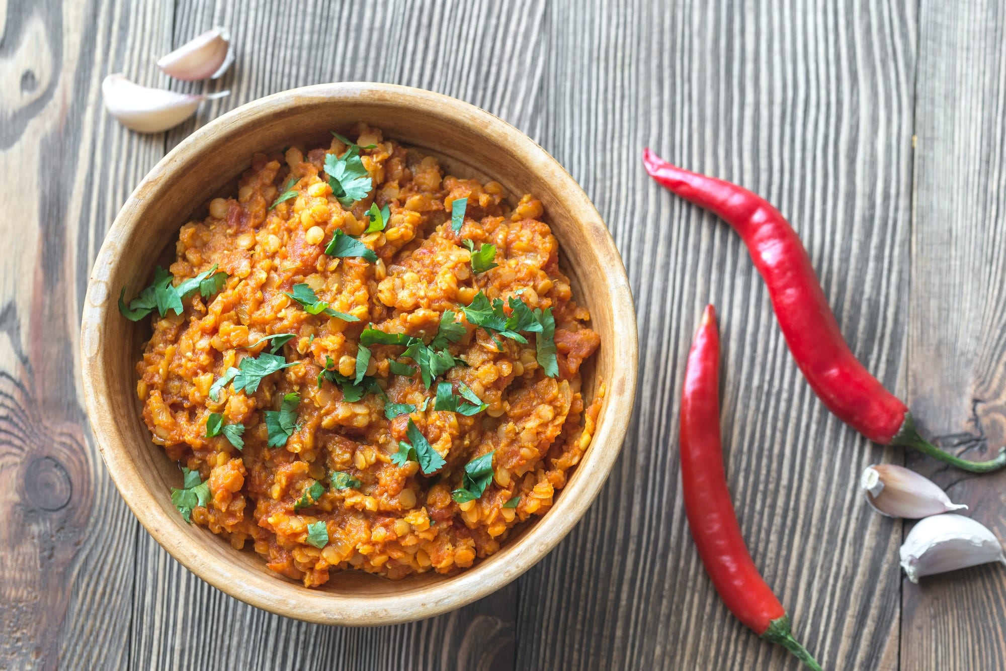 Bowl of red lentil curry