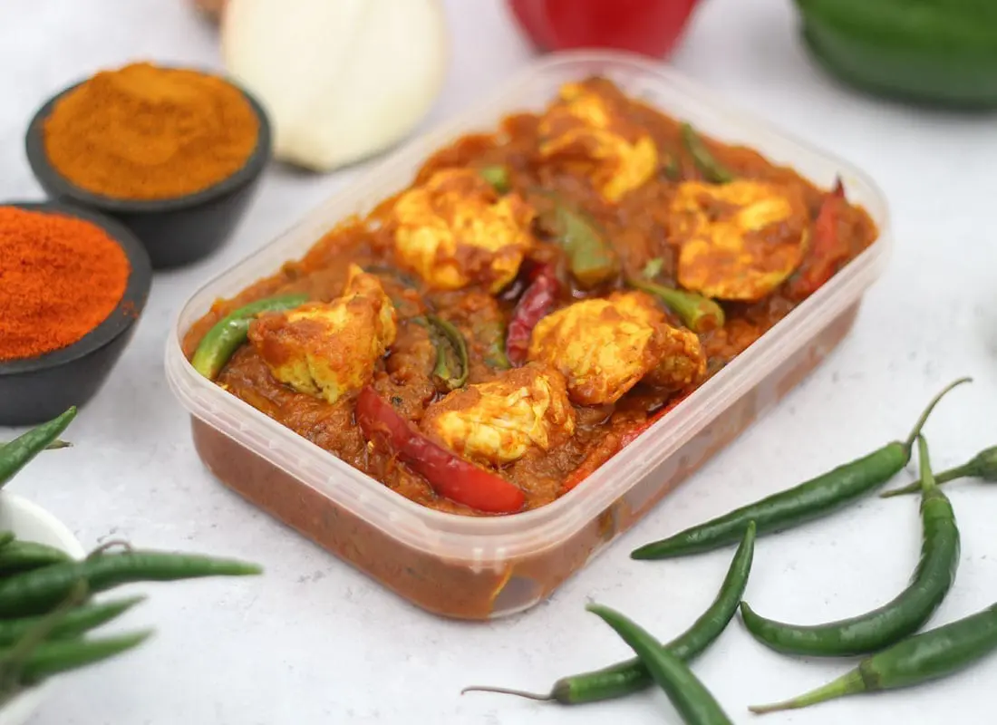 Chicken Jal Frezi with plenty of green chillis