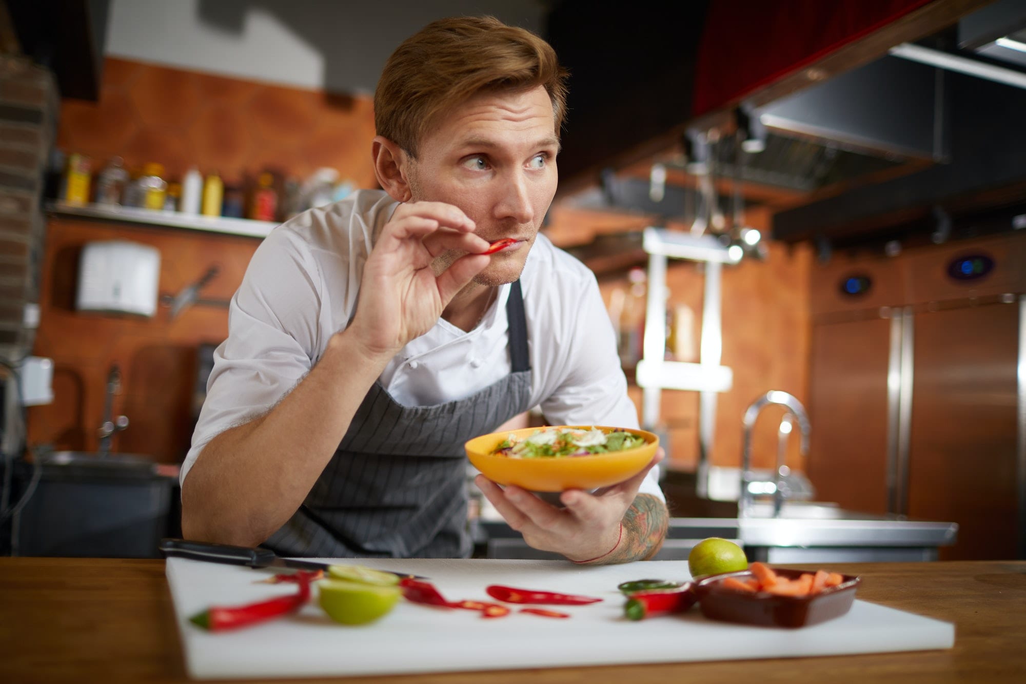 Professional Chef Tasting Spicy Food